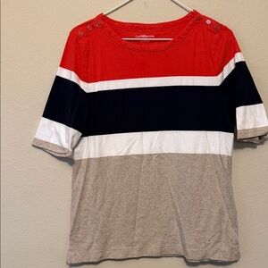 Croft & Barrow Red, Navy, White, and Tan Striped Top
